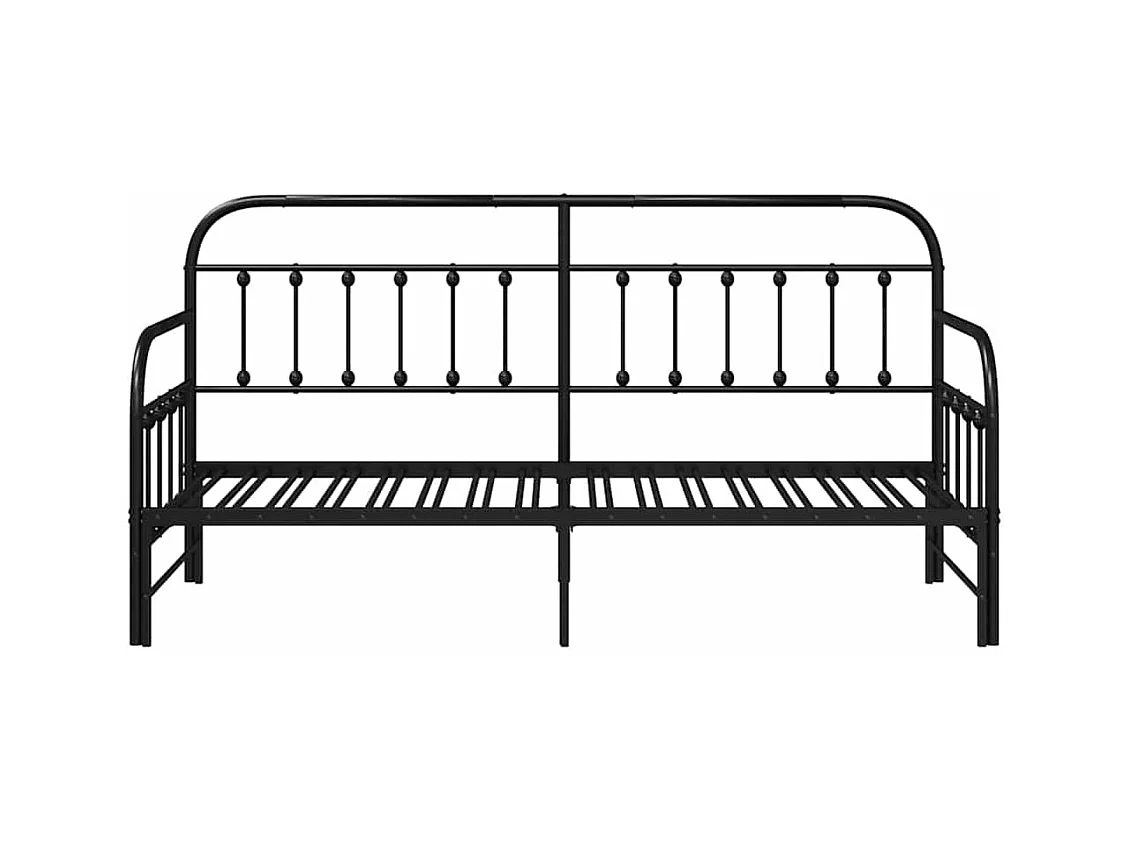 Cadre de lit de jour avec tête de lit Noir 75 x 190 cm Acier