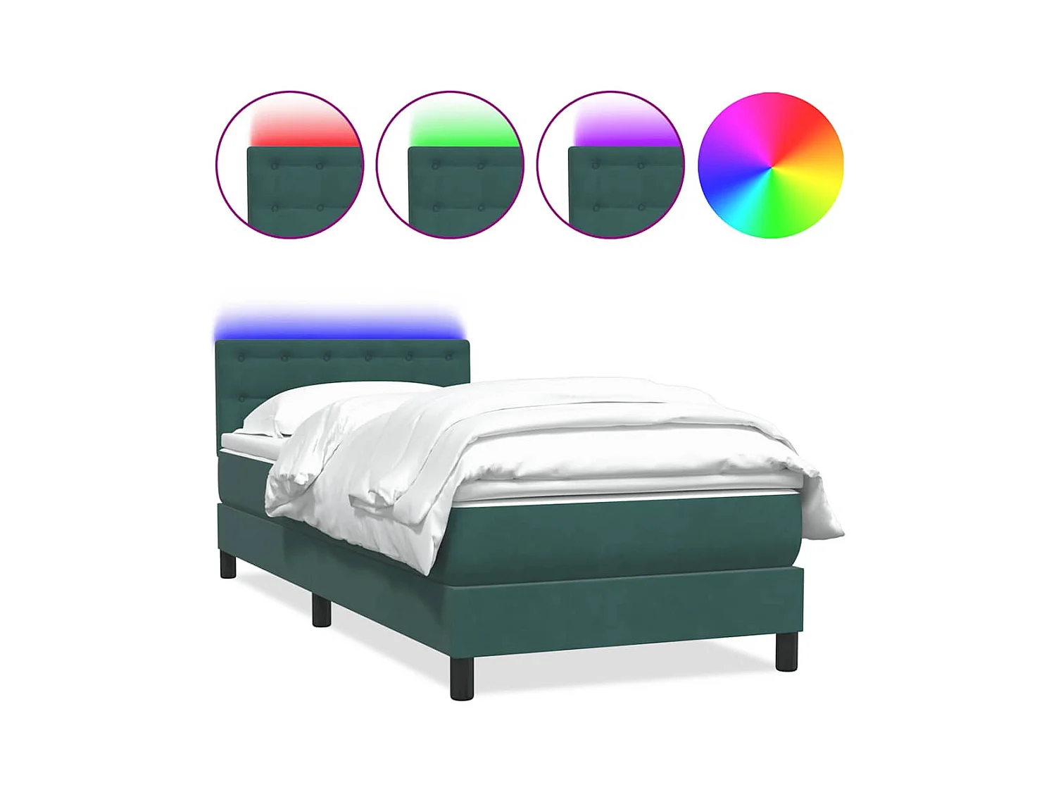 Giroletto a Molle con Materasso Verde Scuro 80x220 cm Velluto