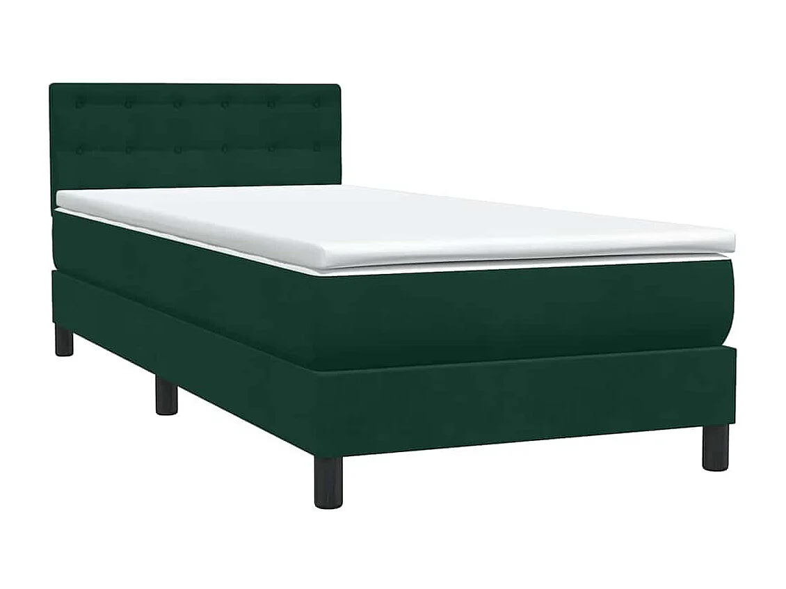 Letto a Molle con Materasso e LED Verde Scuro 80x220 cm Velluto