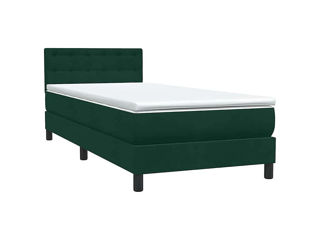 Sommier à lattes de lit et matelas et LED vert foncé 80x220 cm velours