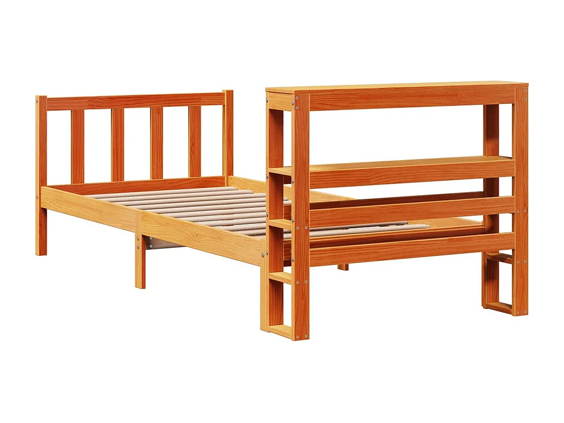 Giroletto con Testiera Marrone Cera 75x190 cm Massello Pino