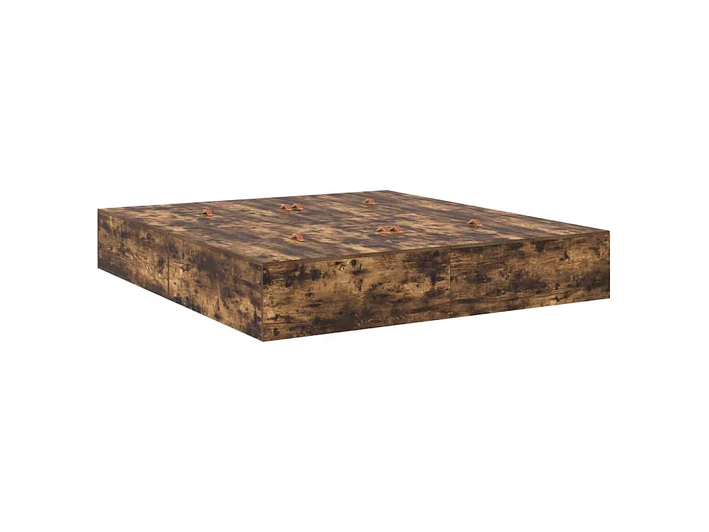 Opbergbedframe Gerookt eiken 200 x 200 cm Bewerkt hout