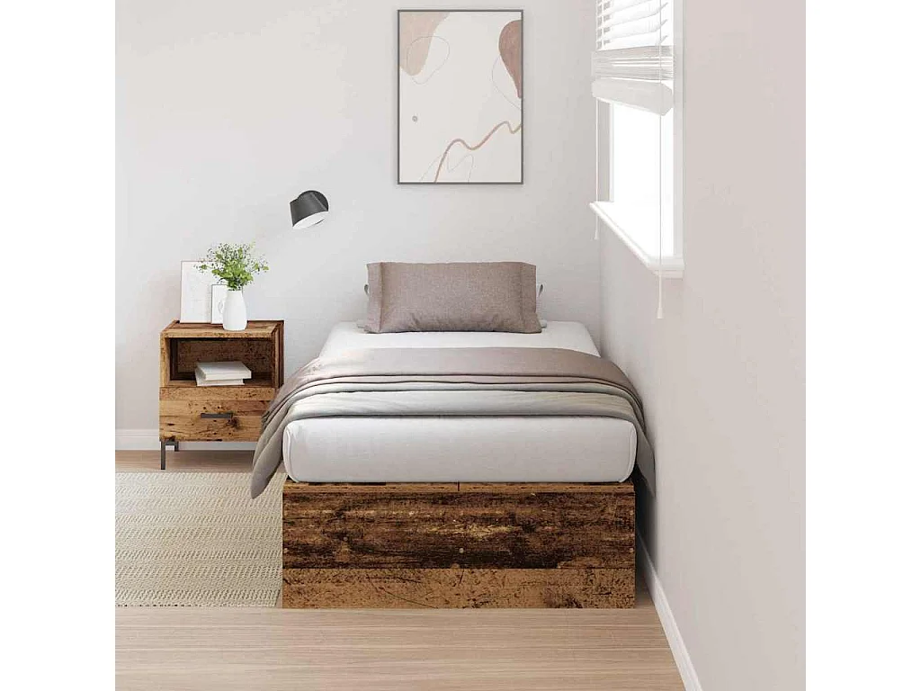 Cadre de lit avec rangement Bois Ancien 80 x 200 cm