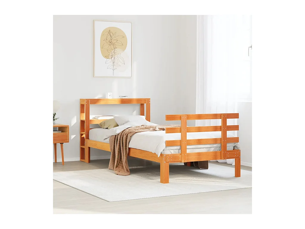 Giroletto con Testiera Marrone Cera 75x190 cm Massello Pino