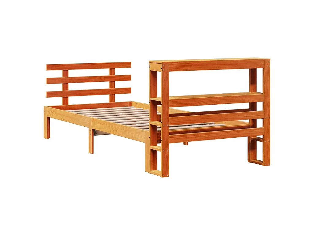 Bettgestell mit Kopfteil ohne Matratze Wachsbraun 75x190 cm