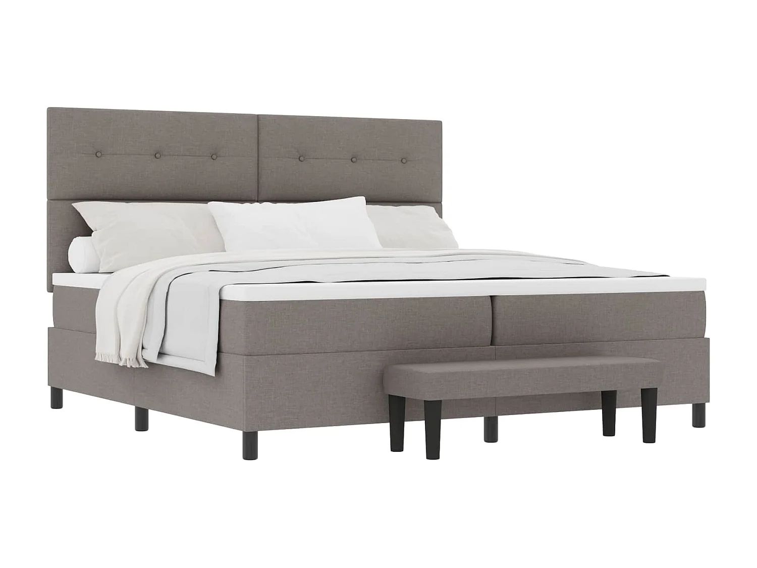 Lit à ressorts avec matelas Taupe 200 x 200 cm tissu