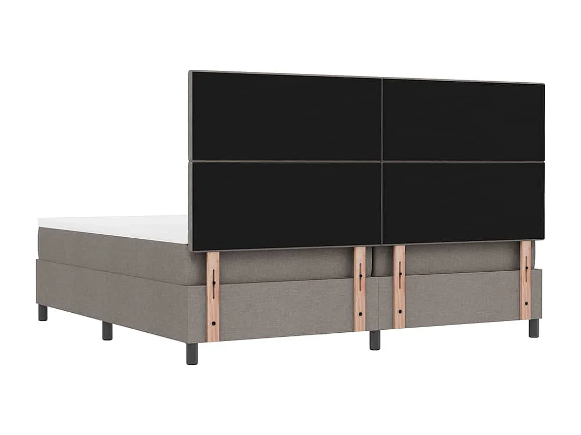 Lit à ressorts avec matelas Taupe 200 x 200 cm tissu