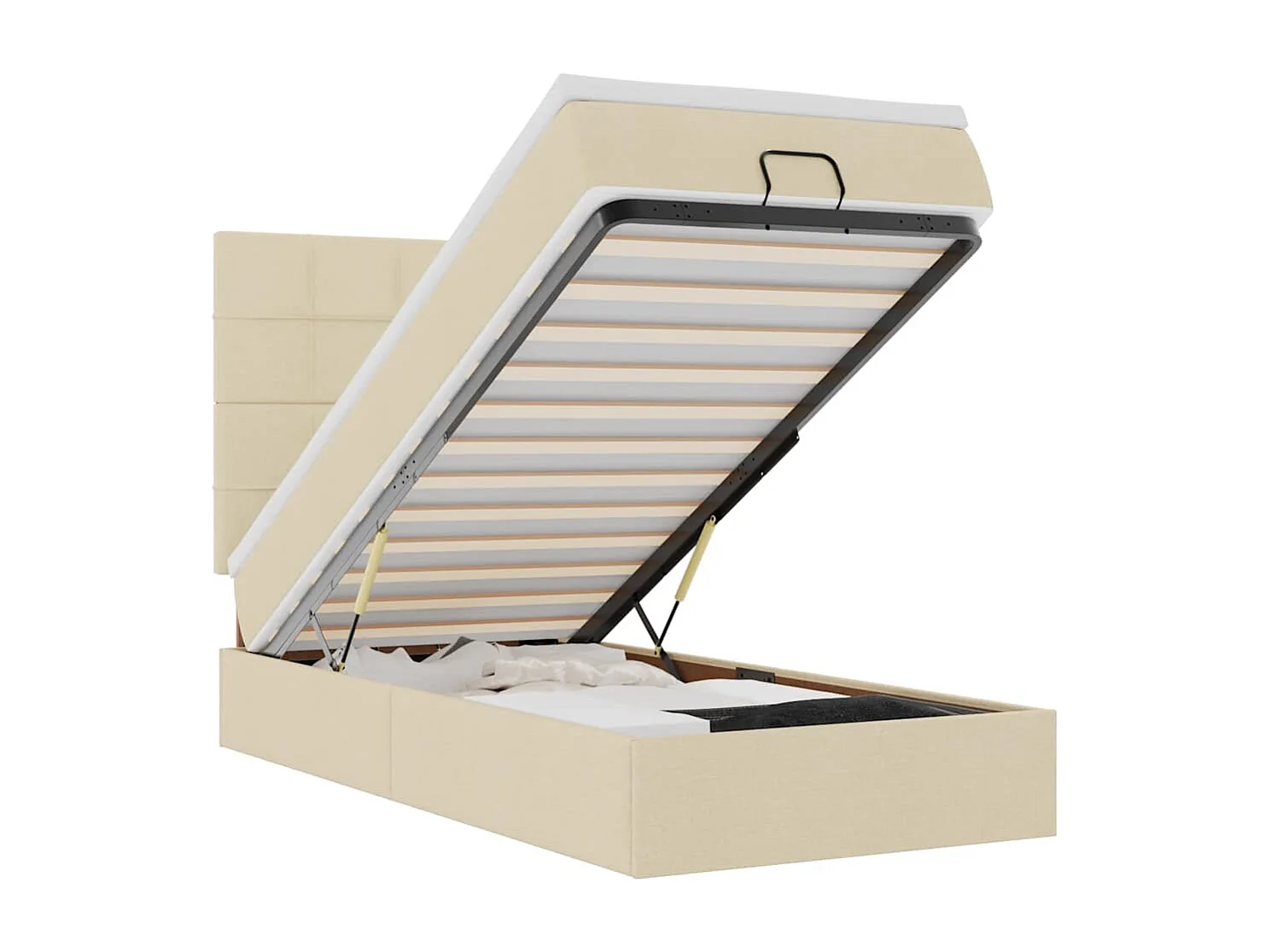 Ottoman bed met matras en LED's 80x200cm stof crèmekleurig