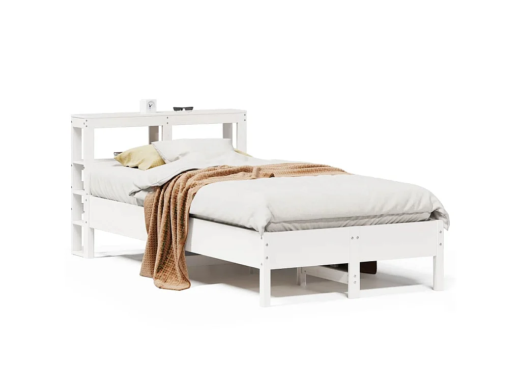 Cama sem colchão 75x190 cm madeira de pinho maciça branco
