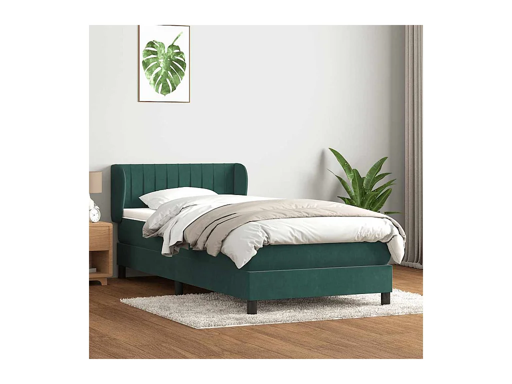 Sommier à lattes de lit et matelas vert foncé 80x220 cm velours