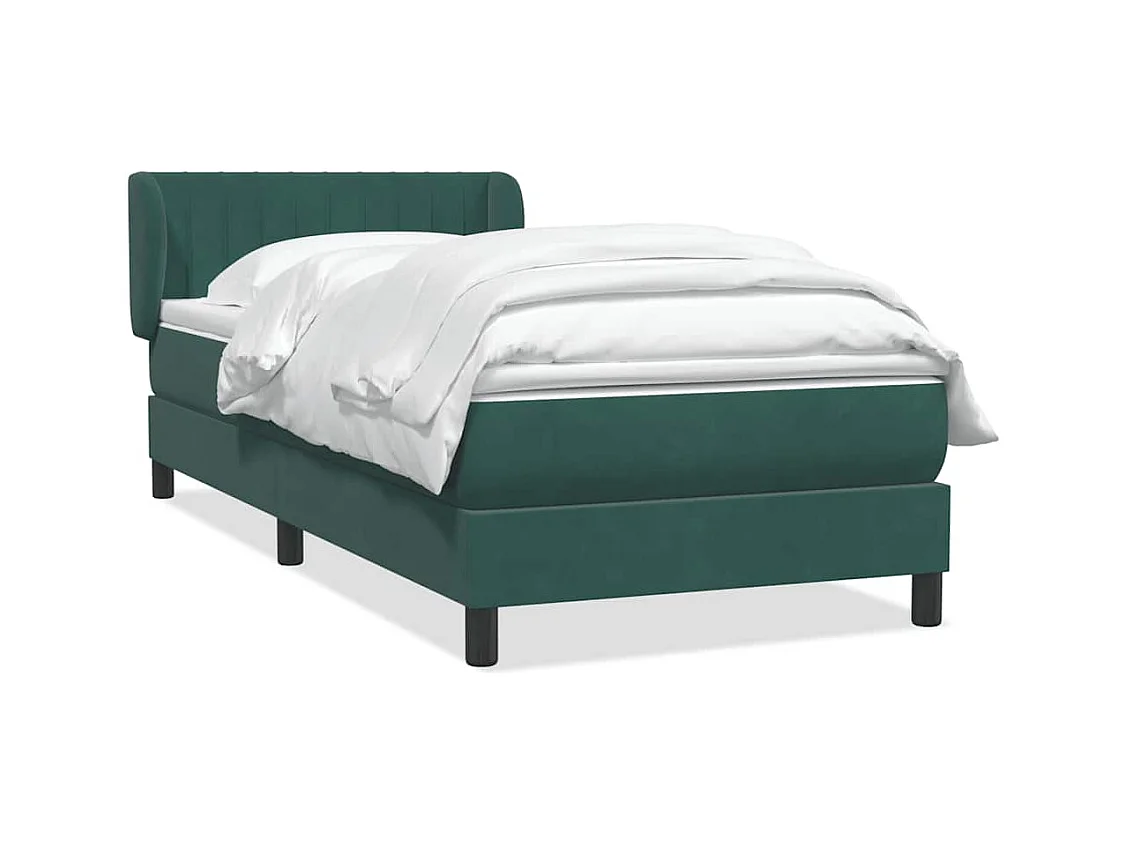 Sommier à lattes de lit et matelas vert foncé 80x220 cm velours