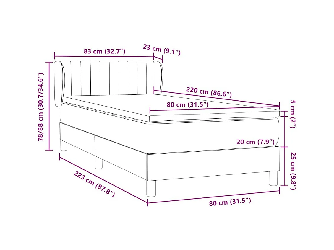 Sommier à lattes de lit et matelas vert foncé 80x220 cm velours