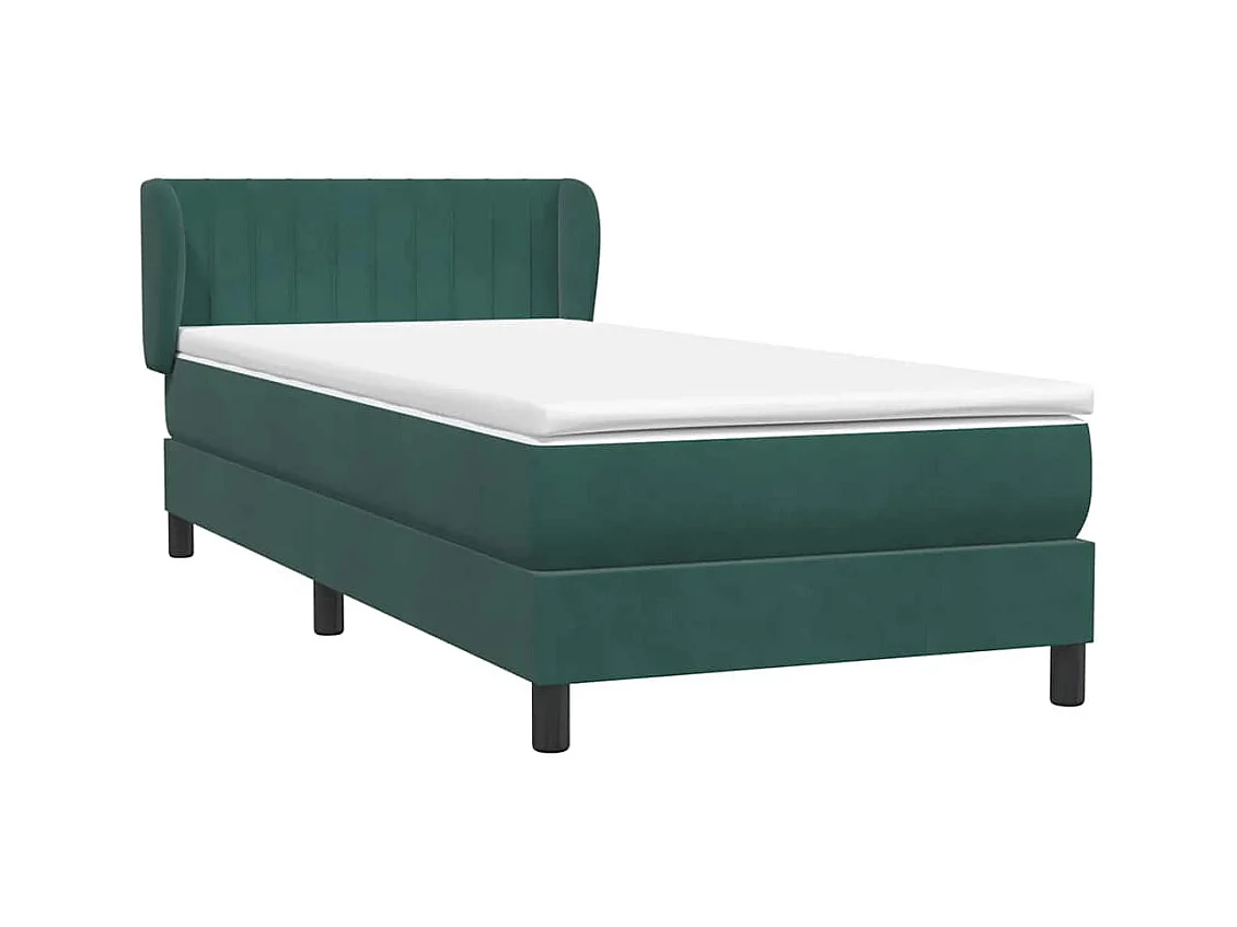 Sommier à lattes de lit et matelas vert foncé 80x220 cm velours