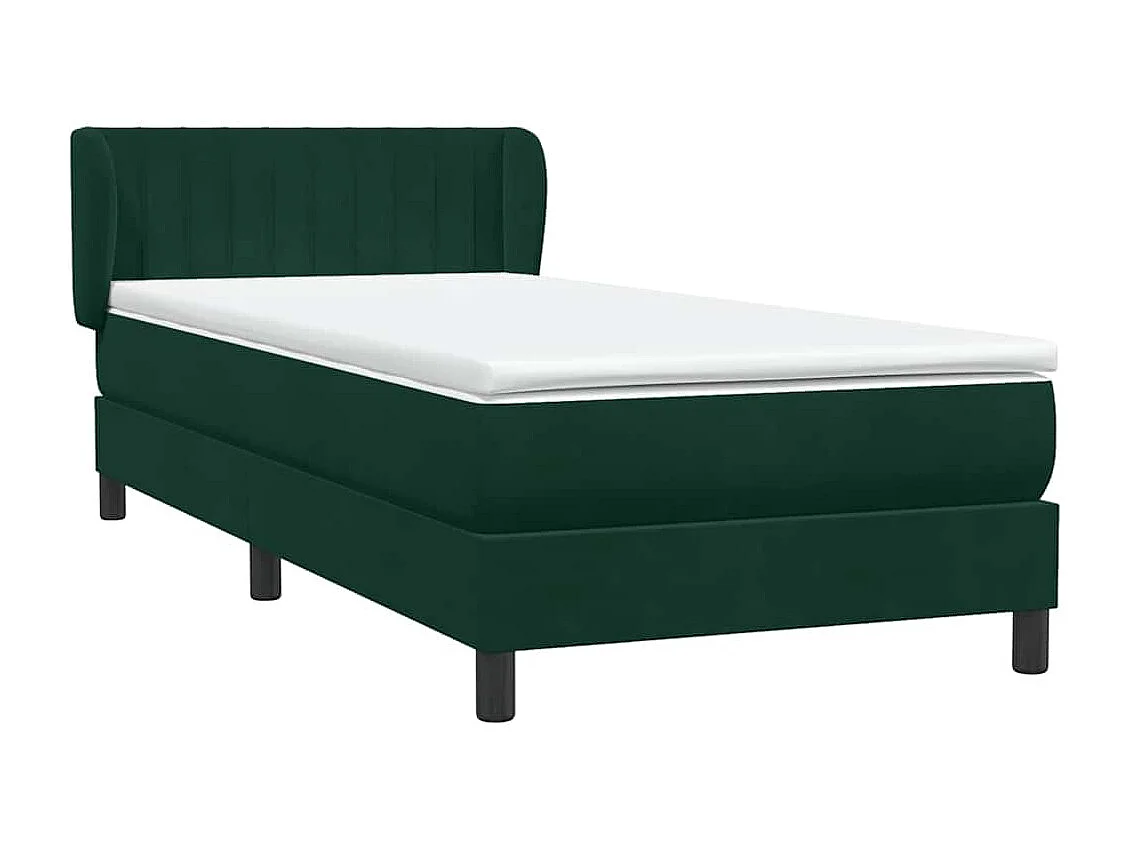 Giroletto a Molle con Materasso Verde Scuro 80x220 cm Velluto