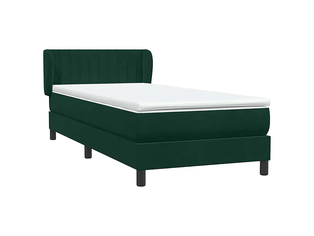 Sommier à lattes de lit et matelas vert foncé 80x220 cm velours