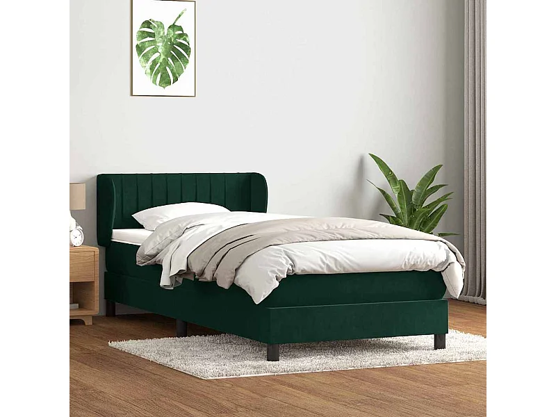 Giroletto a Molle con Materasso Verde Scuro 80x220 cm Velluto