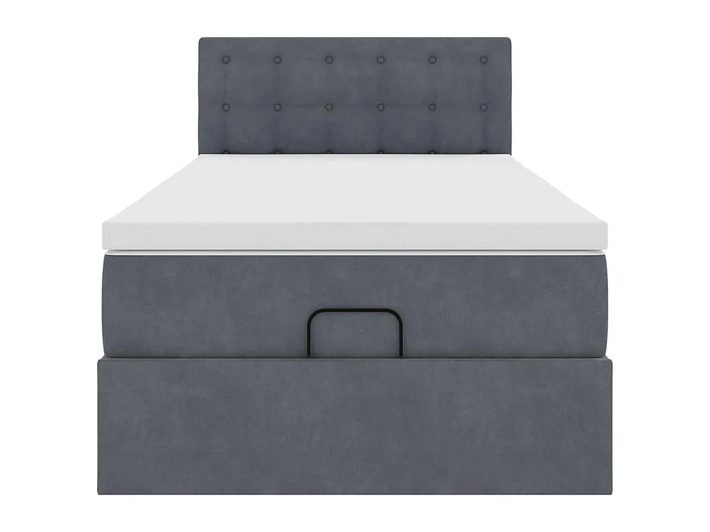 Estrutura cama otomana colchão 80x200 cm veludo cinzento escuro
