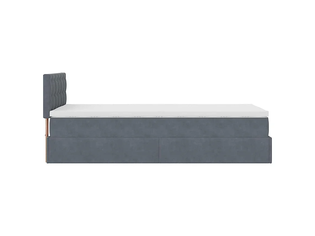 Estrutura cama otomana colchão 80x200 cm veludo cinzento escuro