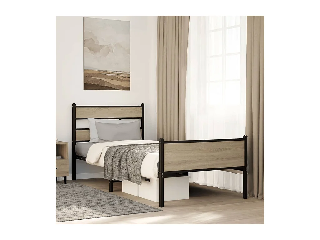 Cadre de lit sans matelas chêne sonoma 75x190 cm