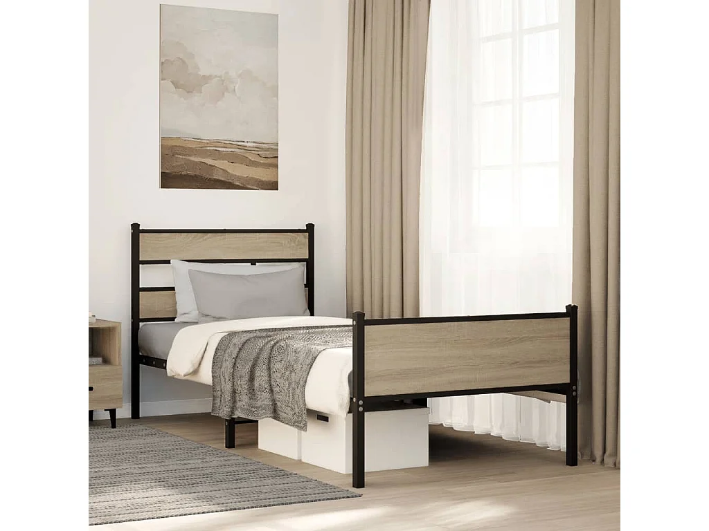 Cadre de lit sans matelas chêne sonoma 75x190 cm