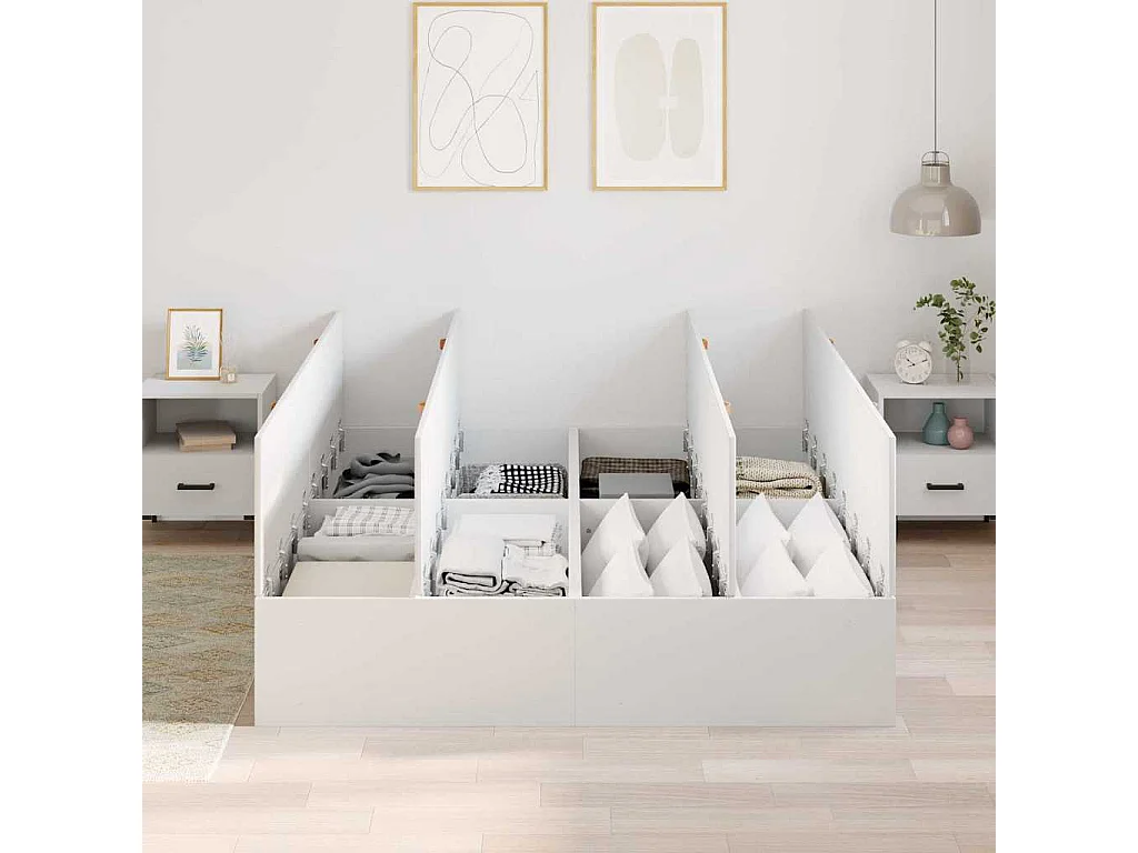 Cama con almacenamiento 135 x 190 cm Madera contrachapada