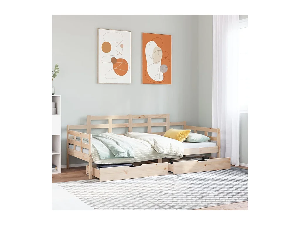 Lit de jour avec tiroirs sans matelas 80x200 cm bois massif