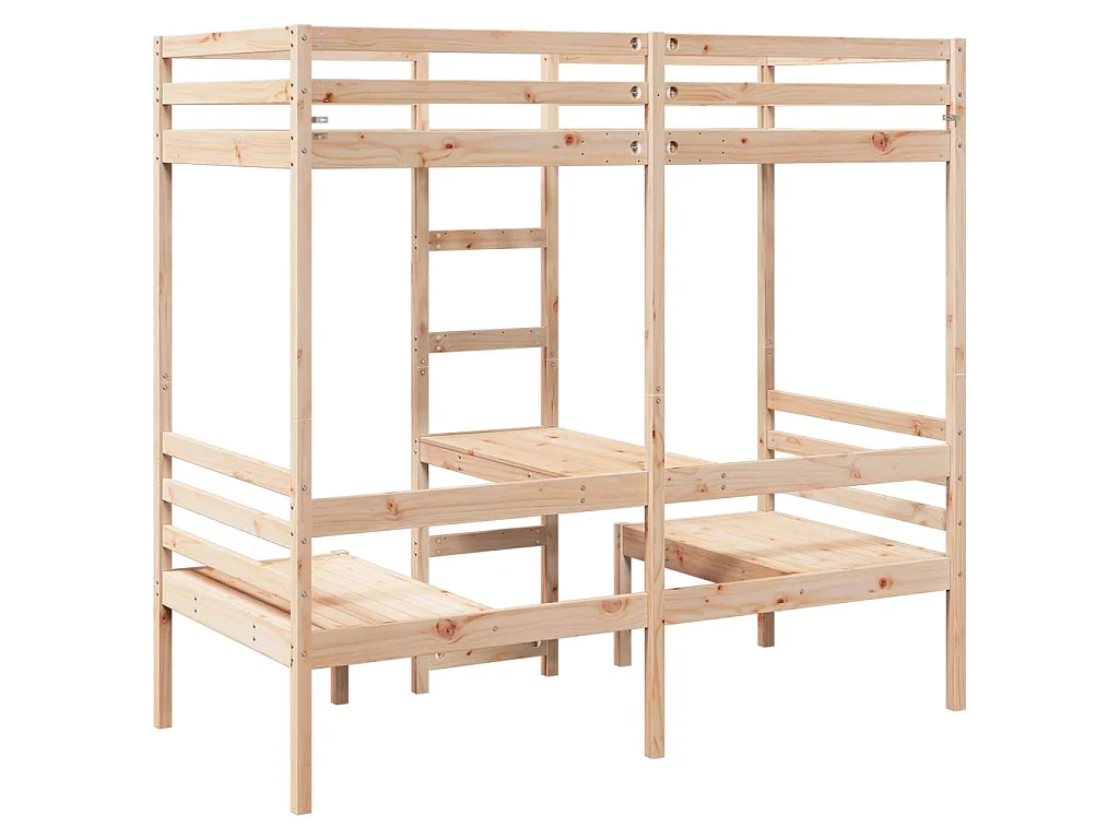 Lit mezzanine avec bureau et chaises 80x200 cm pin massif
