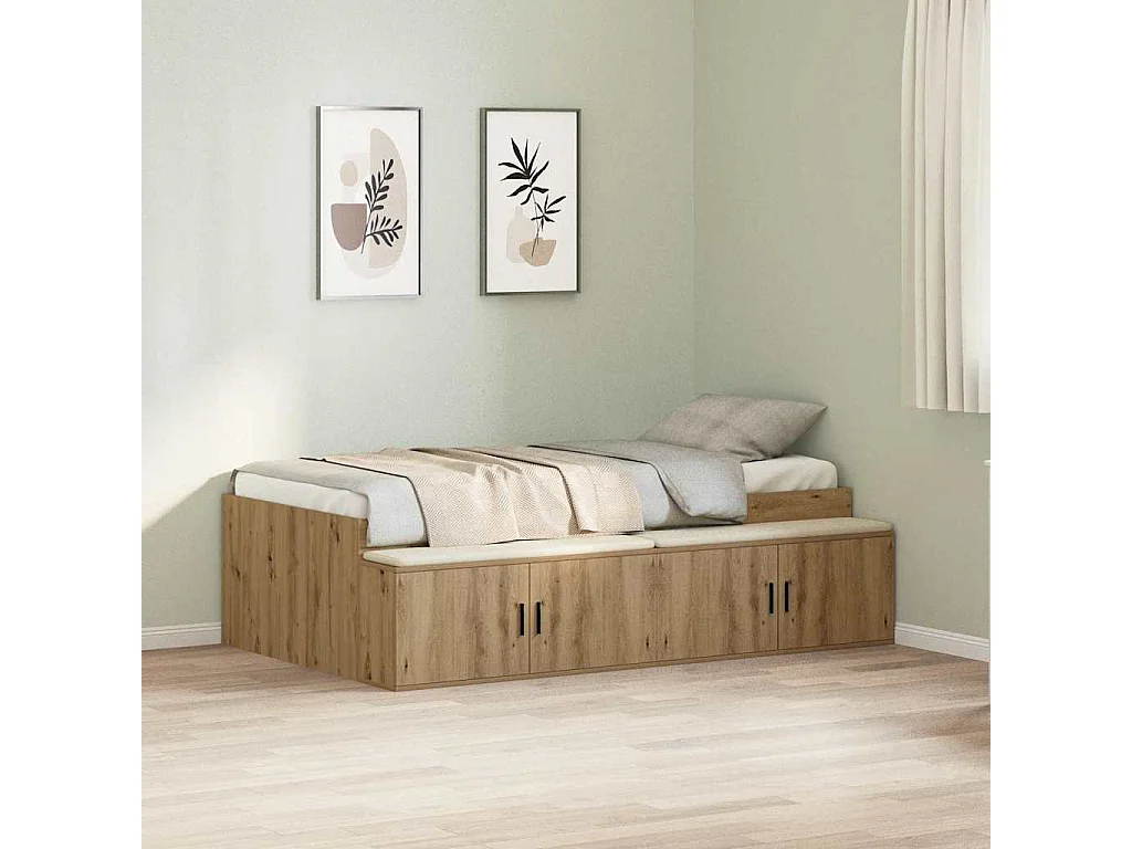 Cadre de lit Chêne artisanal 80 x 200 cm Bois d'ingénierie