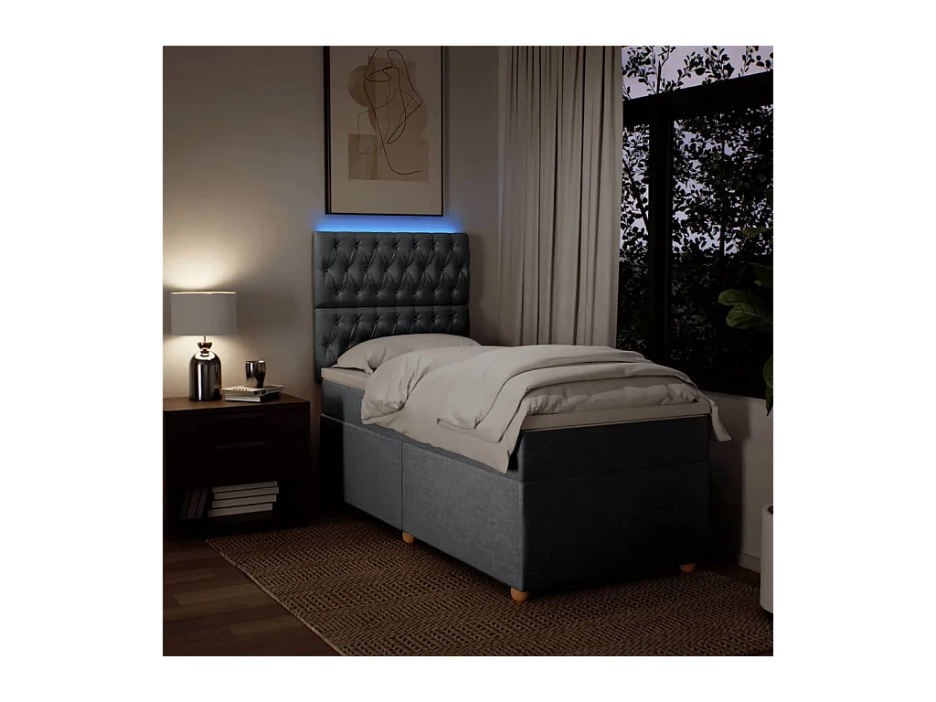 Boxspringbett mit Matratze Hellgrau 80x200 cm Stoff