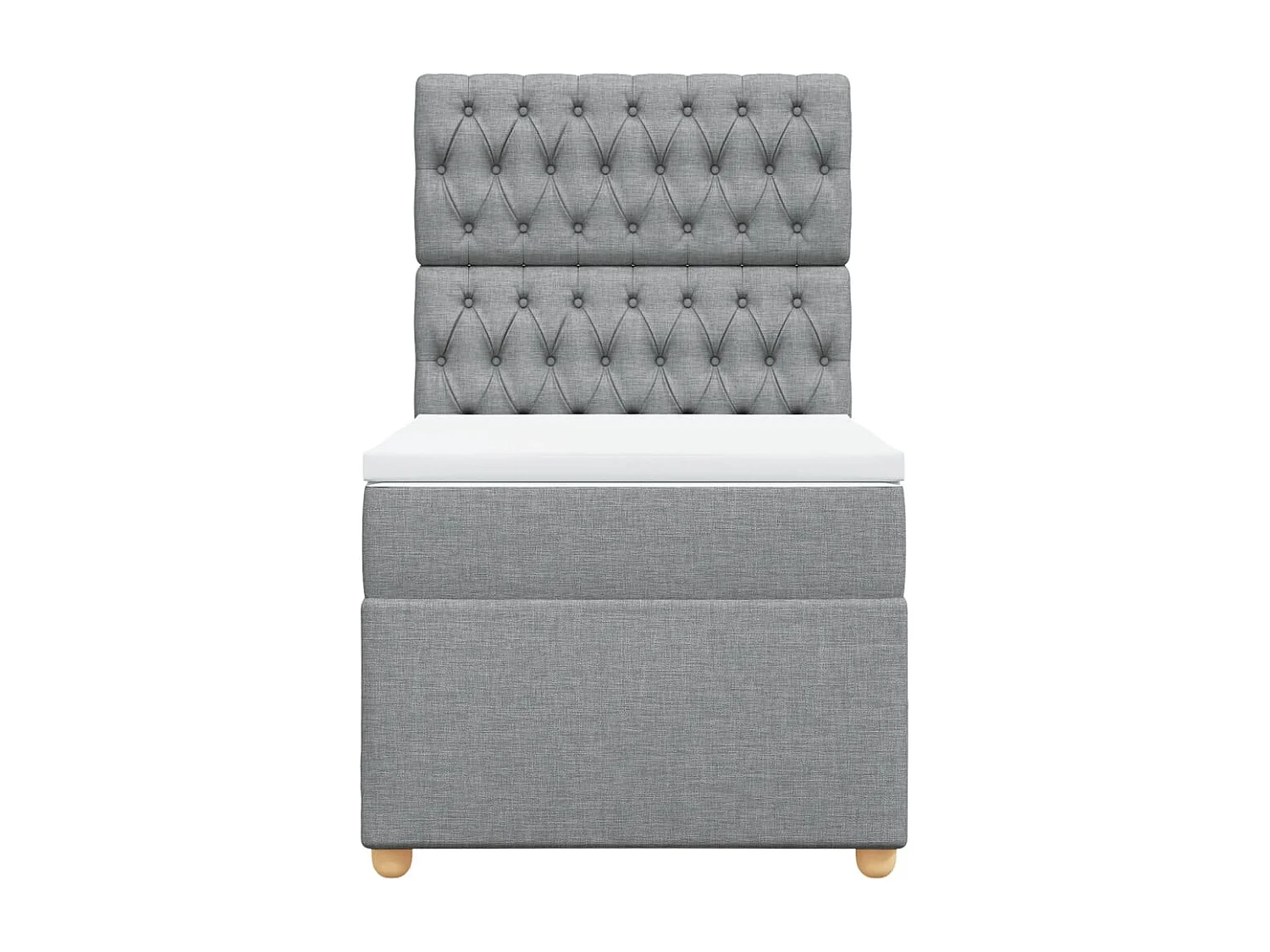 Cama box spring con colchón tela gris claro 80x200 cm