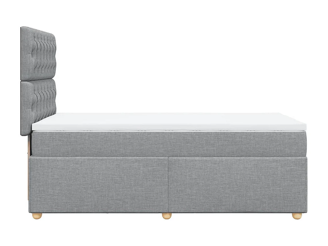 Cama box spring con colchón tela gris claro 80x200 cm