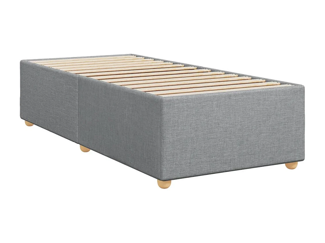 Cama box spring con colchón tela gris claro 80x200 cm
