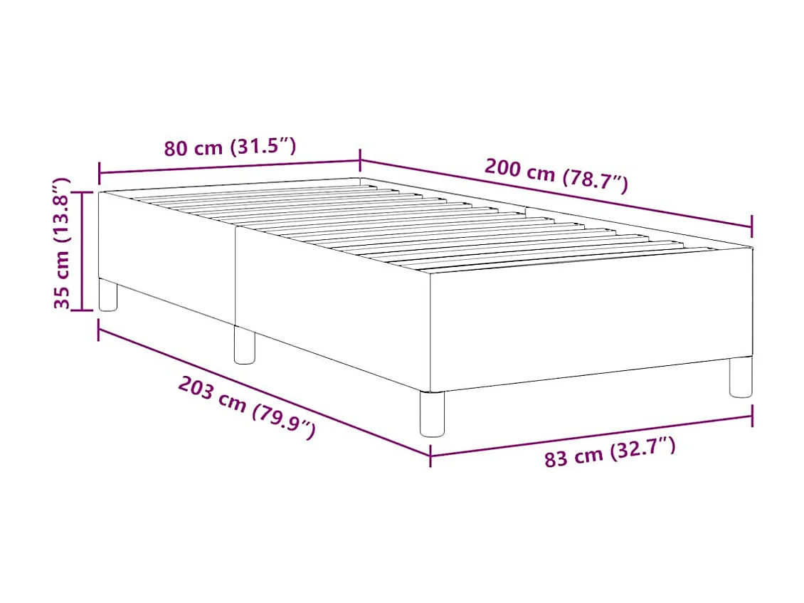 Lit à ressorts Gris foncé 80 x 200 cm Velours