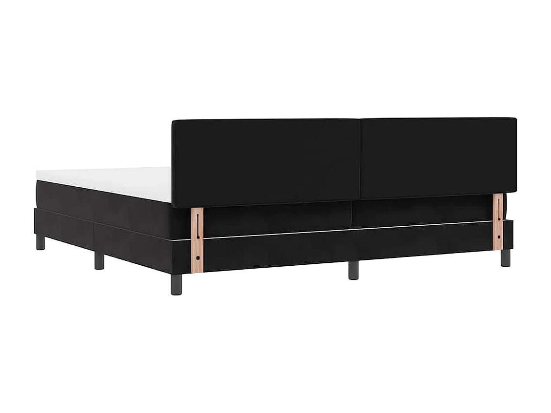 Lit à ressorts avec matelas Noir 200 x 200 cm tissu