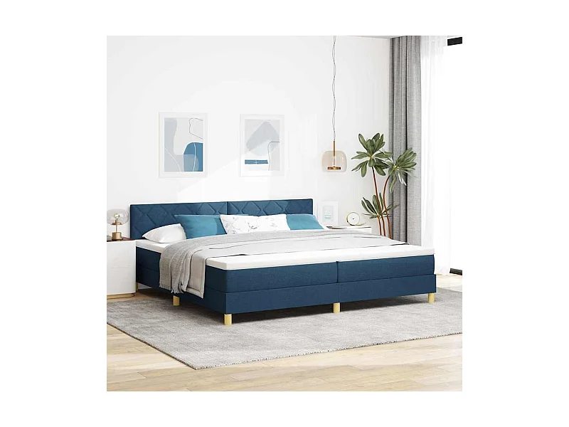 Boxspringbed met matras met matras Blauw 200 x 200 cm Stof