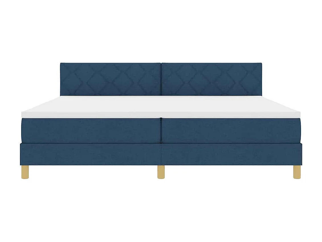 Lit à ressorts avec matelas Bleu 200 x 200 cm tissu
