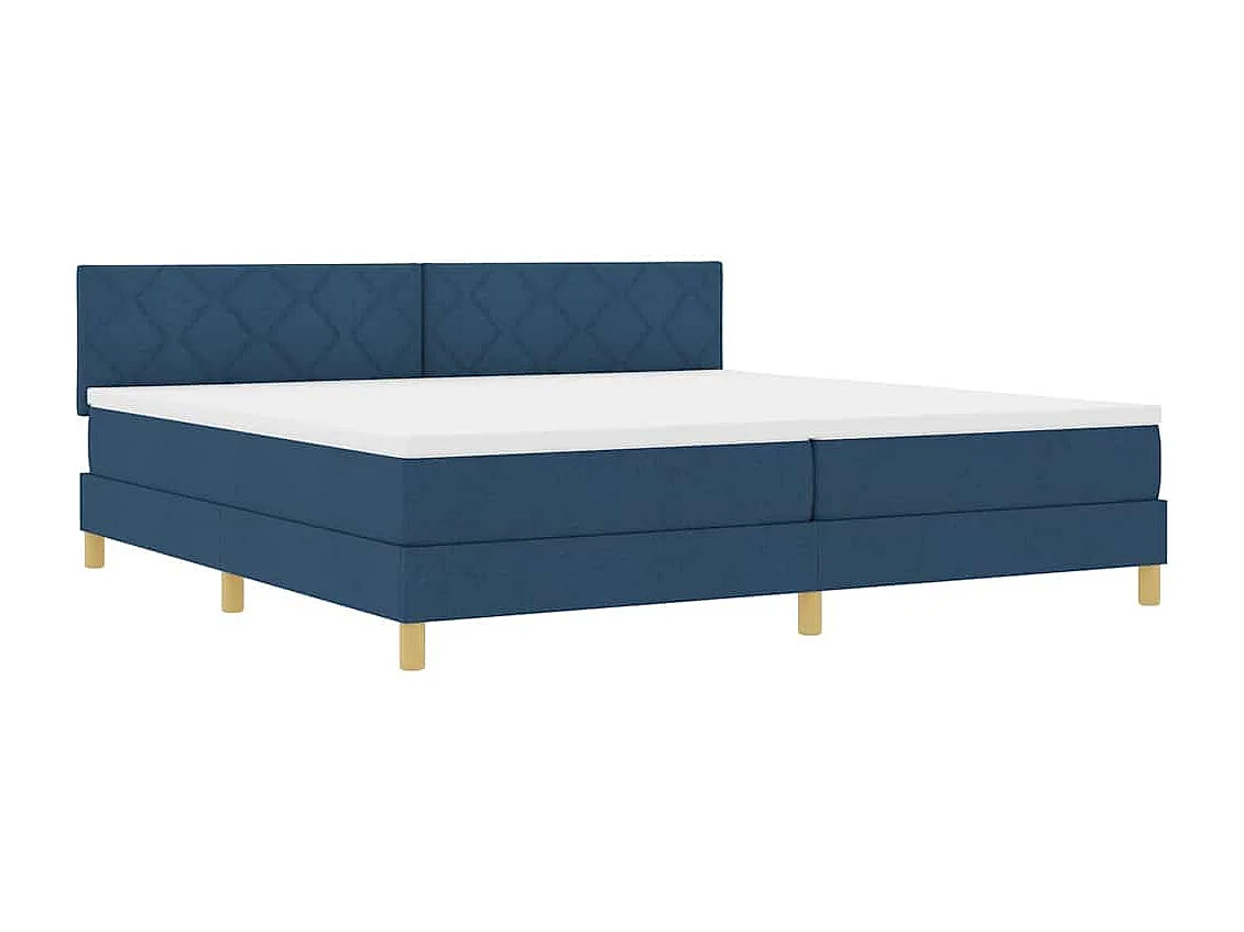 Cama Box com colchão com cabeceira Azul 200 x 200 cm tecido