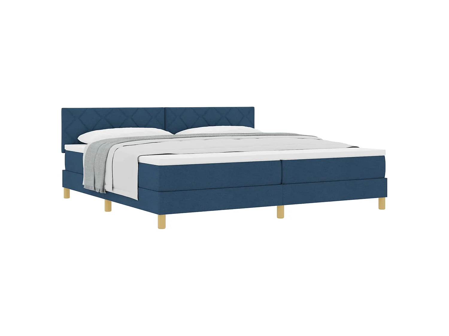 Letto a molle con cuscino con testiera Blu 200 x 200 cm Tessuto