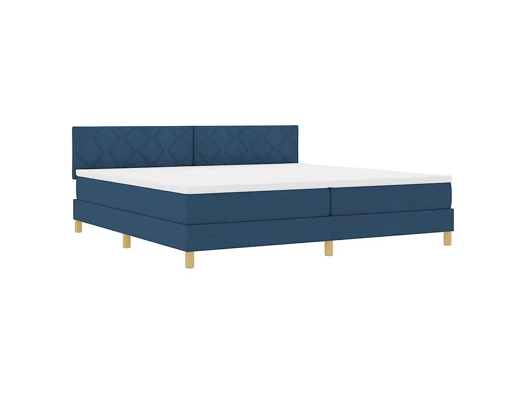 Letto a molle con cuscino con testiera Blu 200 x 200 cm Tessuto