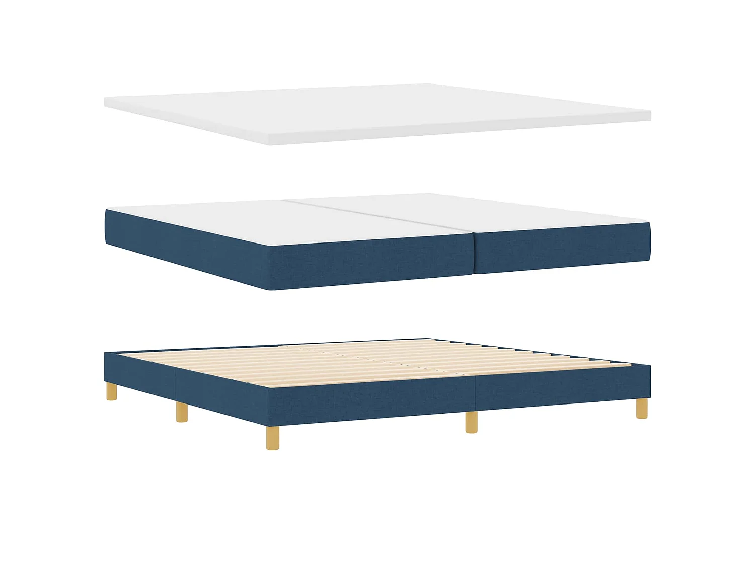 Letto a molle con cuscino con testiera Blu 200 x 200 cm Tessuto