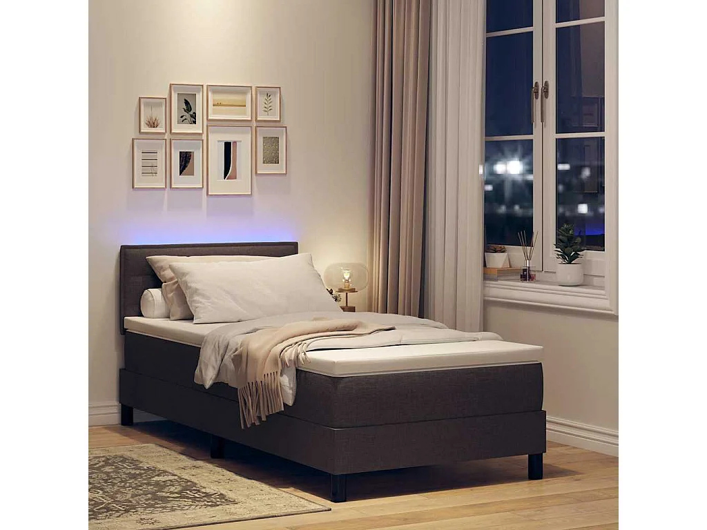 Boxspringbett mit Matratze Dunkelbraun 80 x 200 cm Stoff