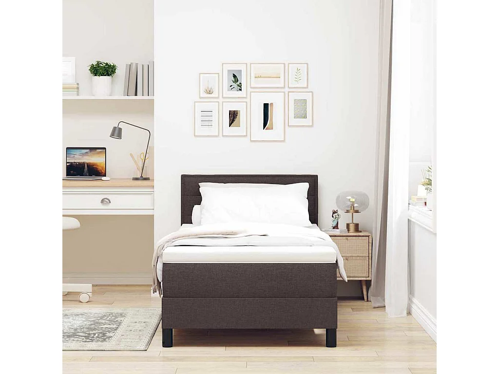 Boxspring bed met hoofdeinde Donkerbruin 80 x 200 cm Stof