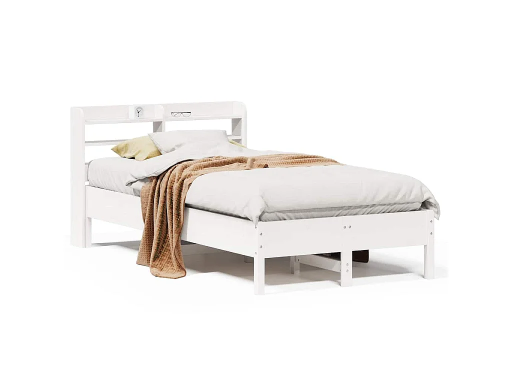 Bedframe zonder matras massief grenenhout wit 75x190 cm