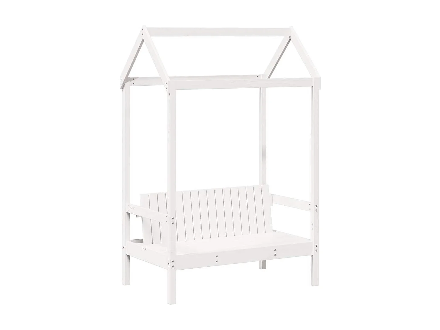 Kinderbedset met huisje massief grenenhout wit 80x200 cm