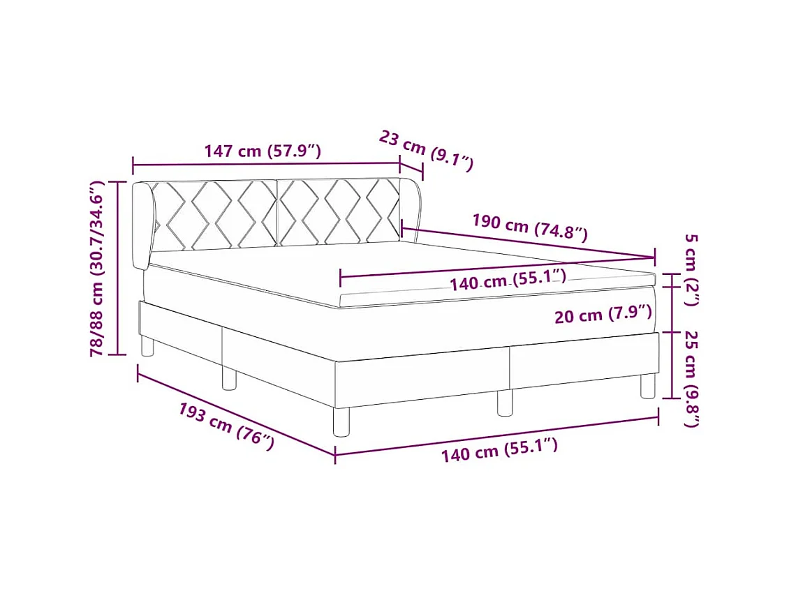 Letto con Molle e Materasso Grigio Scuro 80x200 cm Velluto