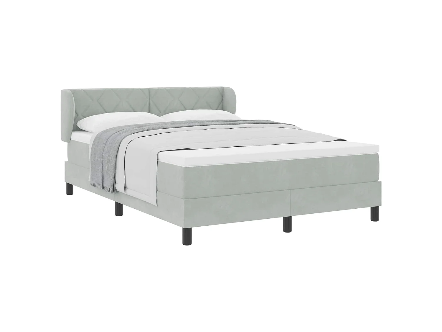 Boxspringbett mit Kopfteil Hellgrau 140 x 190 cm Samt