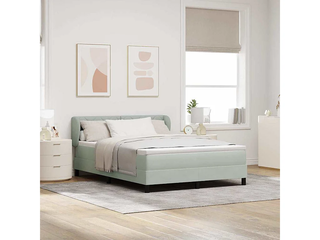 Boxspringbett mit Kopfteil Hellgrau 140 x 190 cm Samt