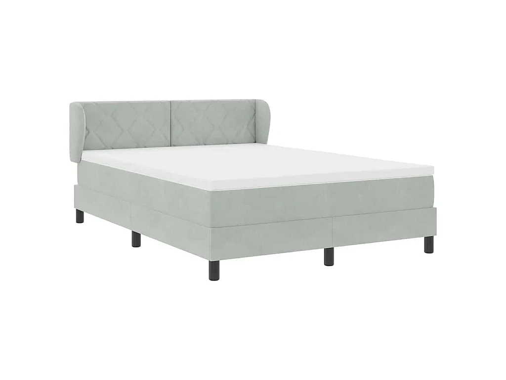 Boxspringbett mit Kopfteil Hellgrau 140 x 190 cm Samt