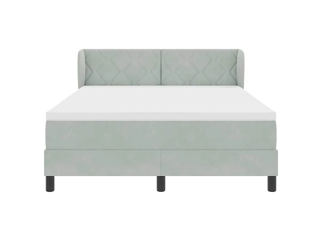 Boxspringbett mit Kopfteil Hellgrau 140 x 190 cm Samt