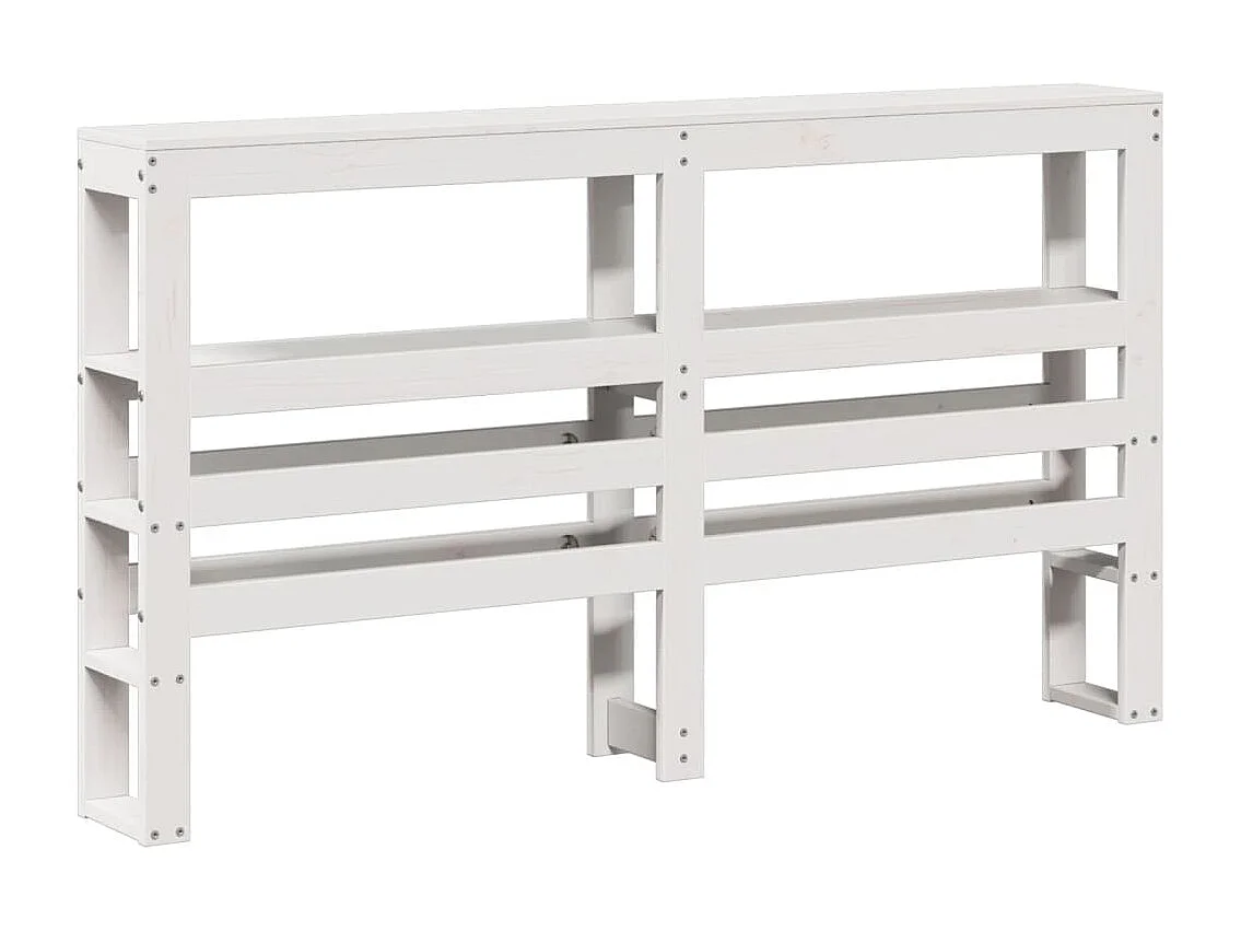 Bedframe met hoofdbord massief grenenhout wit 135x190 cm